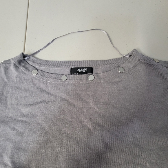 Alfani Womens Grey Sliver Embellished Pullover Sweater   Size P/L - Picture 7 of 10